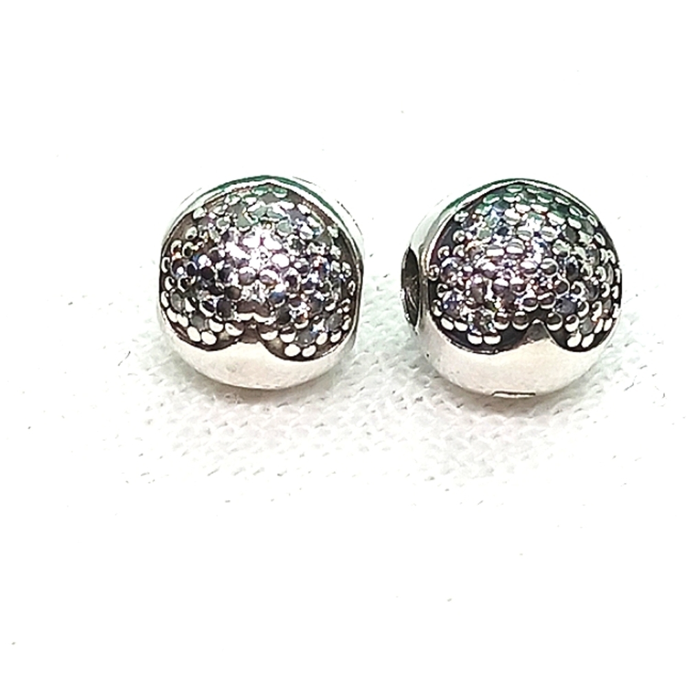 Pandora Clear Pave Heart Sterling Silver Clips - Picture 8 of 8